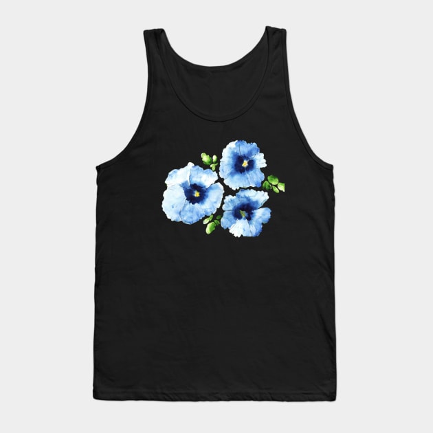 Pansy Flower Watercolor Painting Tank Top by Ratna Arts